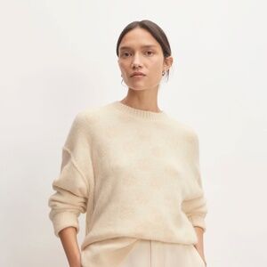 Everlane The Alpaca Polka Dot Oversized Crew White Base - Size S